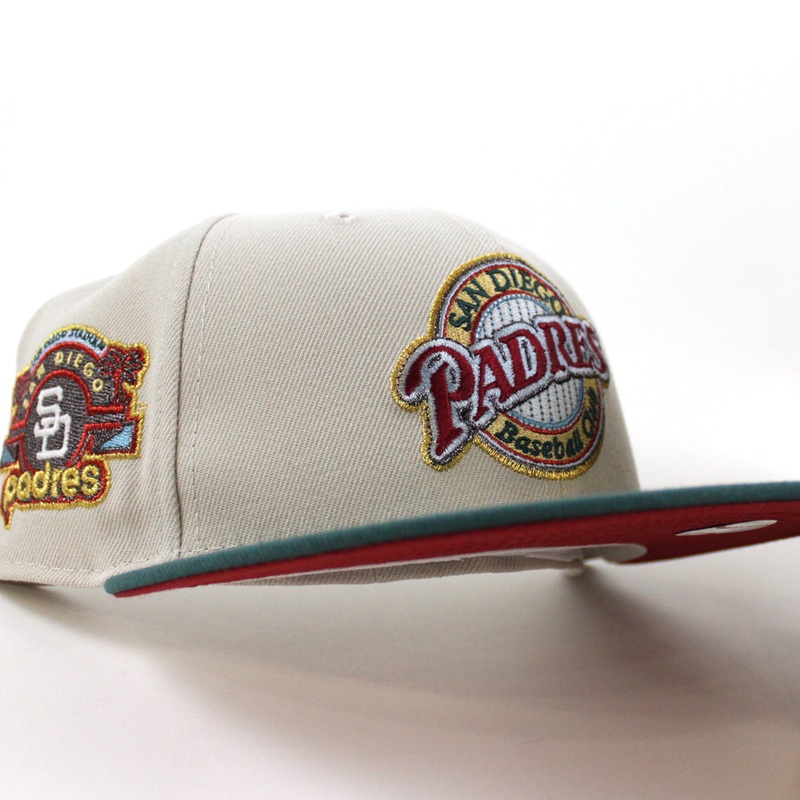 San Diego Padres Stadium Patch New Era 59Fifty Fitted Hat (Stone Needle Green Pinot Red Under Brim) 7