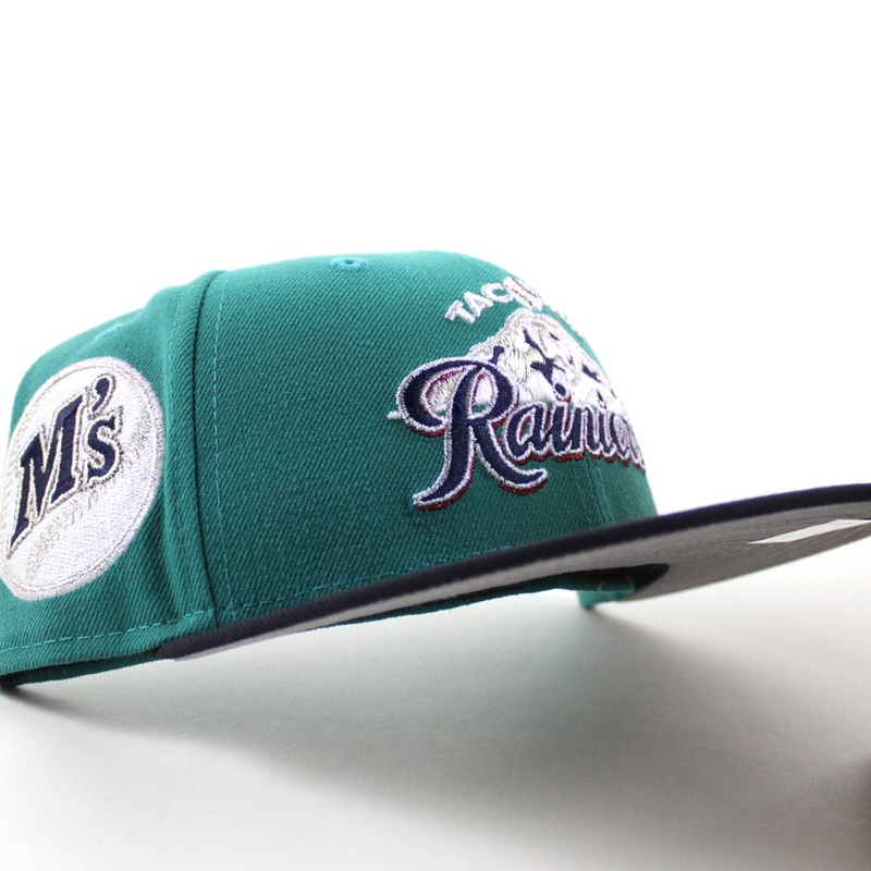 Tacoma Rainiers x Seattle Mariners New Era Fitted 59Fifty Hat (Teal Navy Gray Under Brim) 7