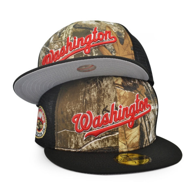 Washington Nationals 2008 INAUGURAL SEASON Trucker Exclusive New Era 59Fifty Fitted Hat – Real Tree Camo/Mesh 6 7/8