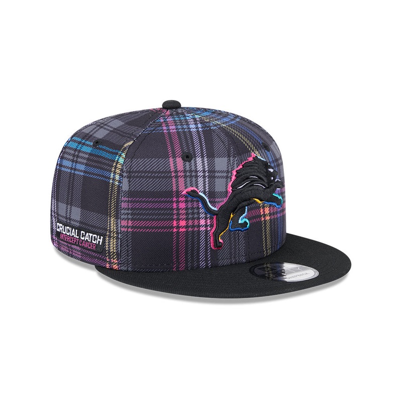 Detroit Lions New Era 2024 NFL Crucial Catch Plaid 9Fifty Snapback Hat – Black/Pink