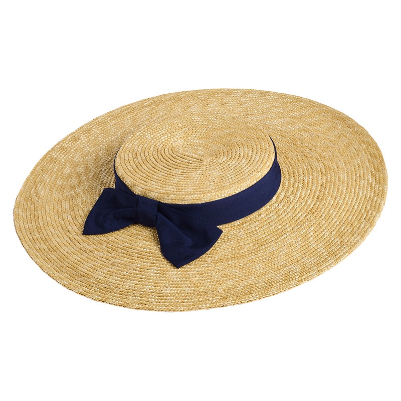 Failsworth Hats Pearl Straw Boater Hat – Natural-Navy 1-Size