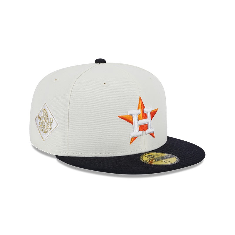 Houston Astros 2017 WORLD SERIES Exclusive New Era RETRO 59FIFTY Fitted Hat – Chrome/Navy 6 7/8