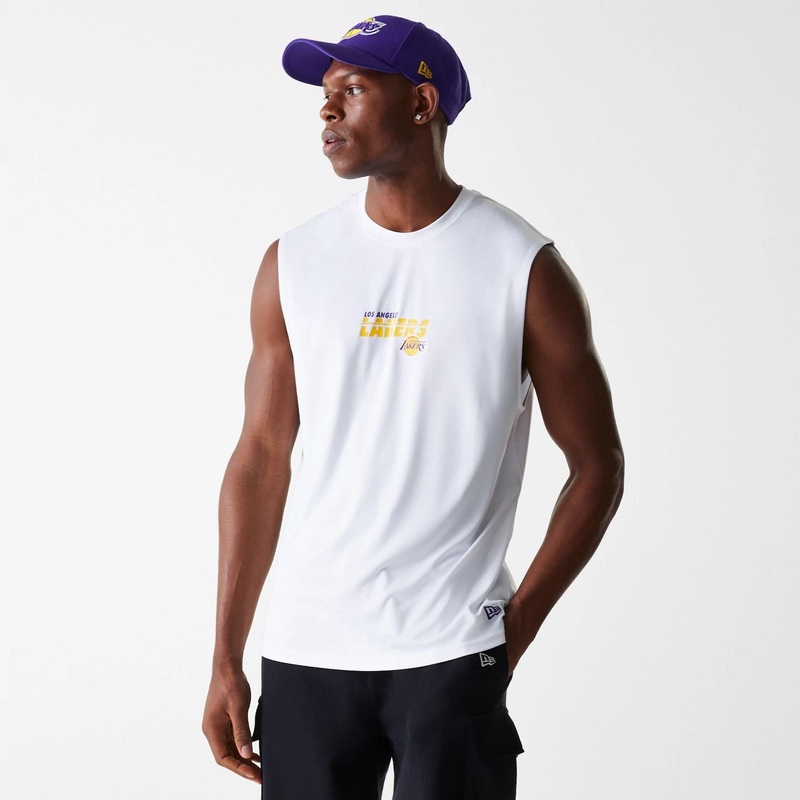 LA Lakers NBA Essentials White Sleeveless T-Shirt XS