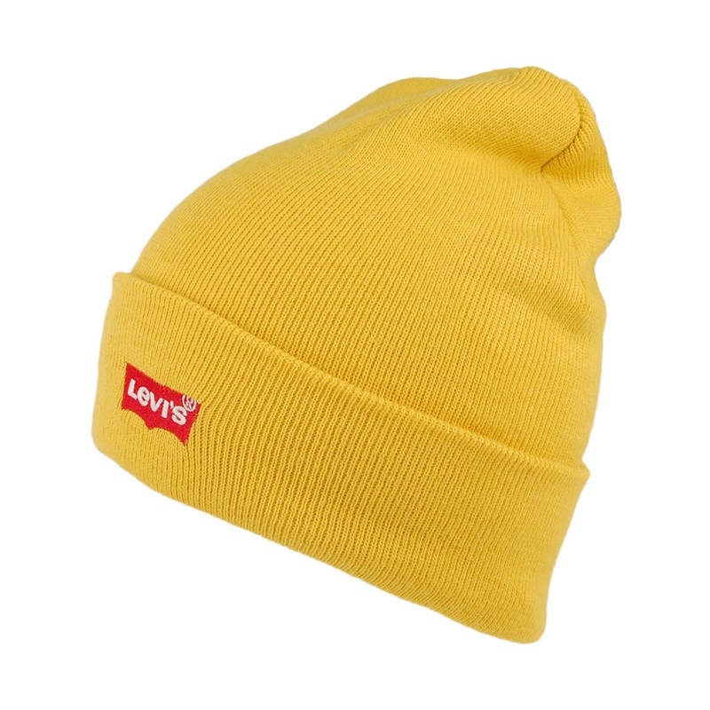 Levi’s Hats Red Batwing Embroidery Slouchy Beanie Hat – Yellow 1-Size