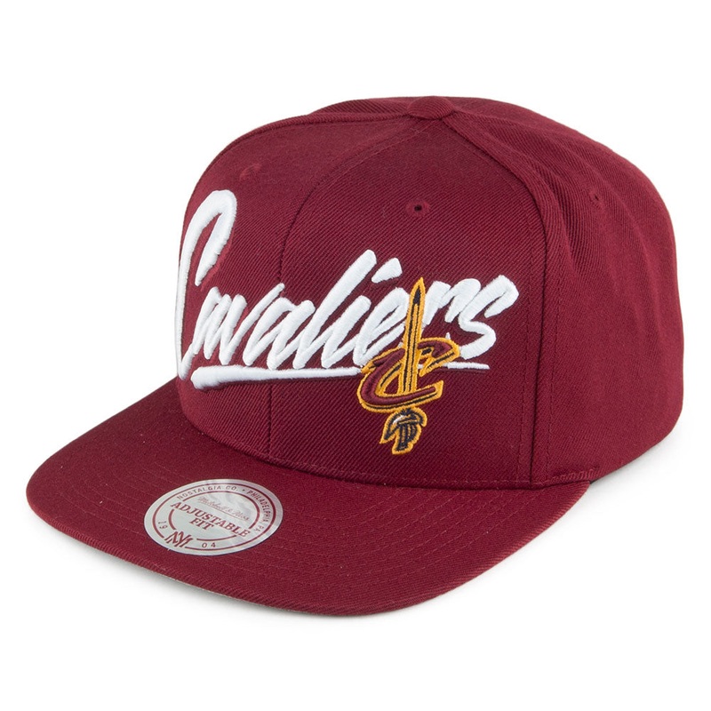Mitchell & Ness Cleveland Cavaliers Snapback Cap – Vice Script Solid – Burgundy Adjustable