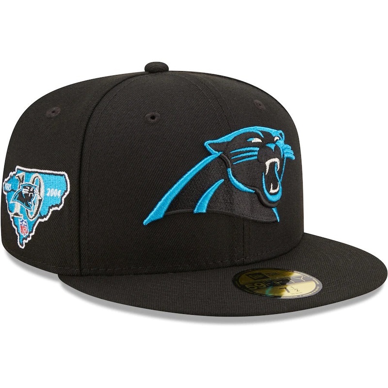 New Era Black Carolina Panthers 10th Anniversary Patch 59FIFTY Fitted Hat