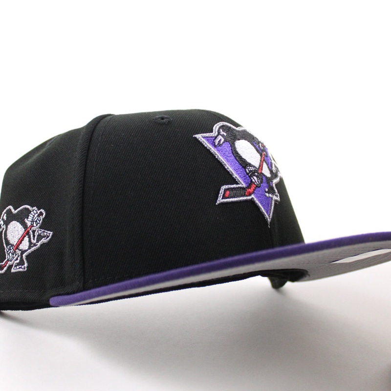 Pittsburgh Penguins Penguin Patch New Era 59Fifty Fitted Hat (Black Purple Gray Under brim) 7