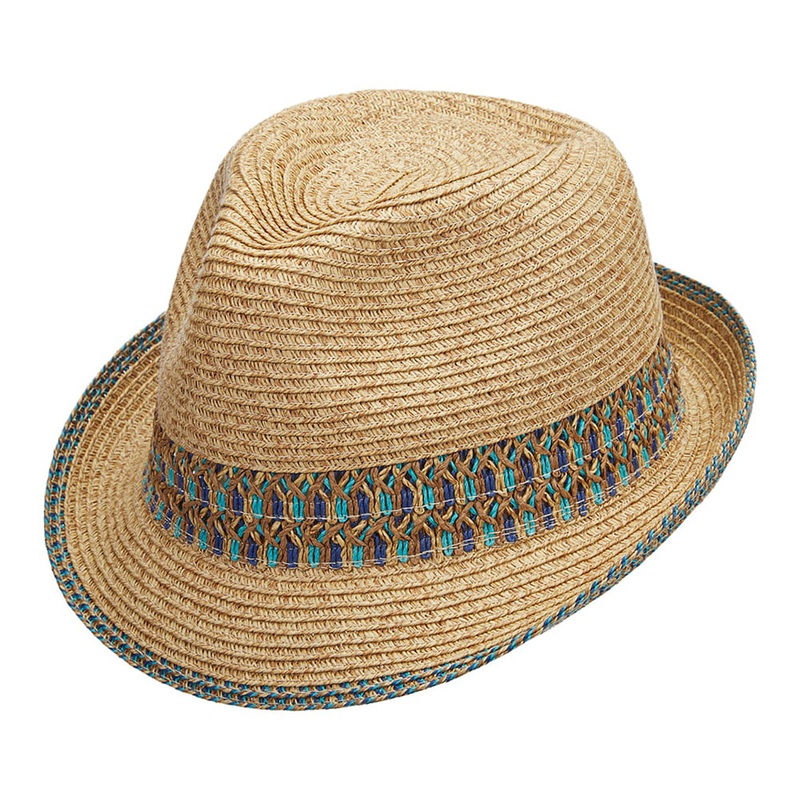 Scala Hats Paper Braid Trilby Hat – Natural-Blue 1-Size