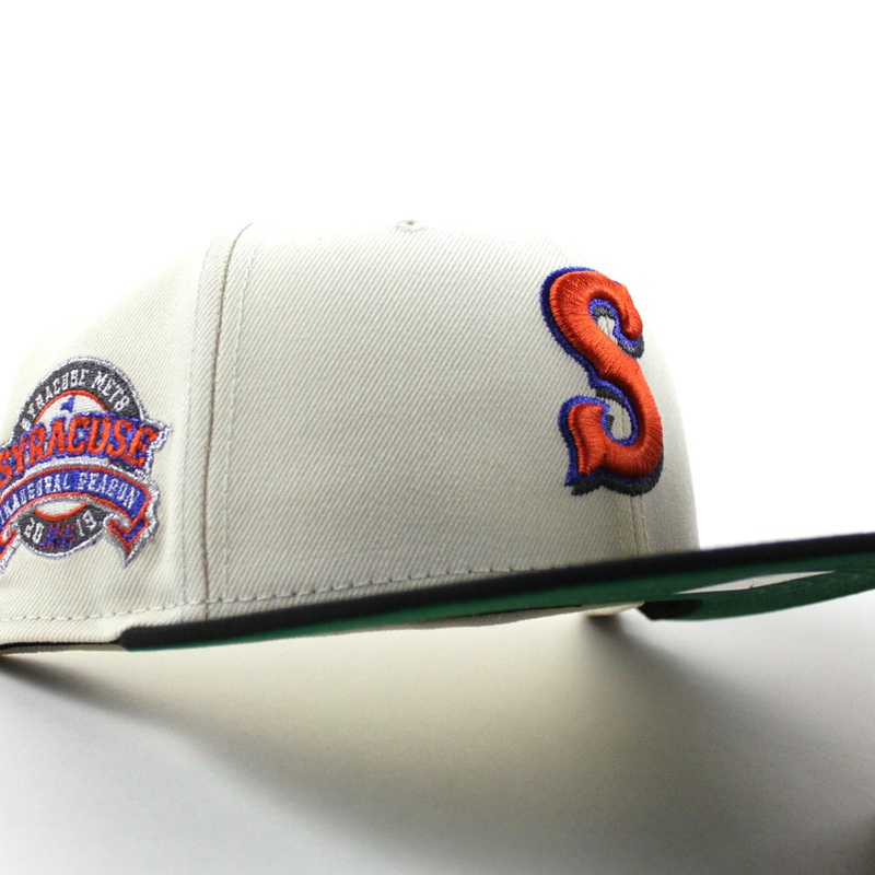 Syracuse Mets Inaugural Season New Era 59Fifty Fitted Hat (Chrome White Black Green Under Brim) 6 7/8