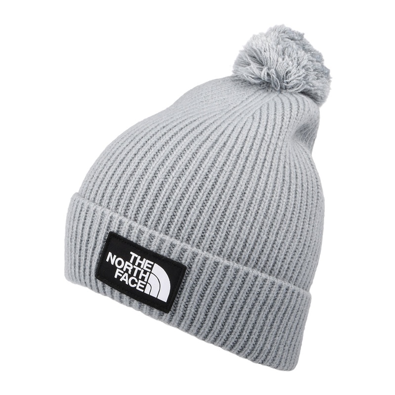 The North Face Hats Logo Box Pom Bobble Hat – Grey 1-Size