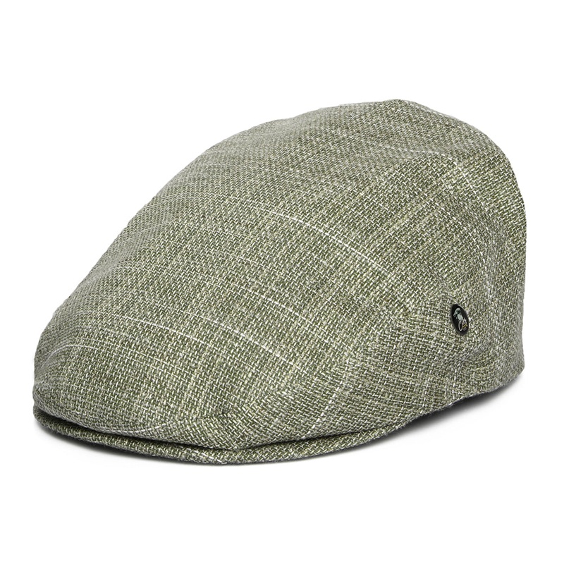 City Sport Textured Linen-Cotton Flat Cap – Olive-Natural S