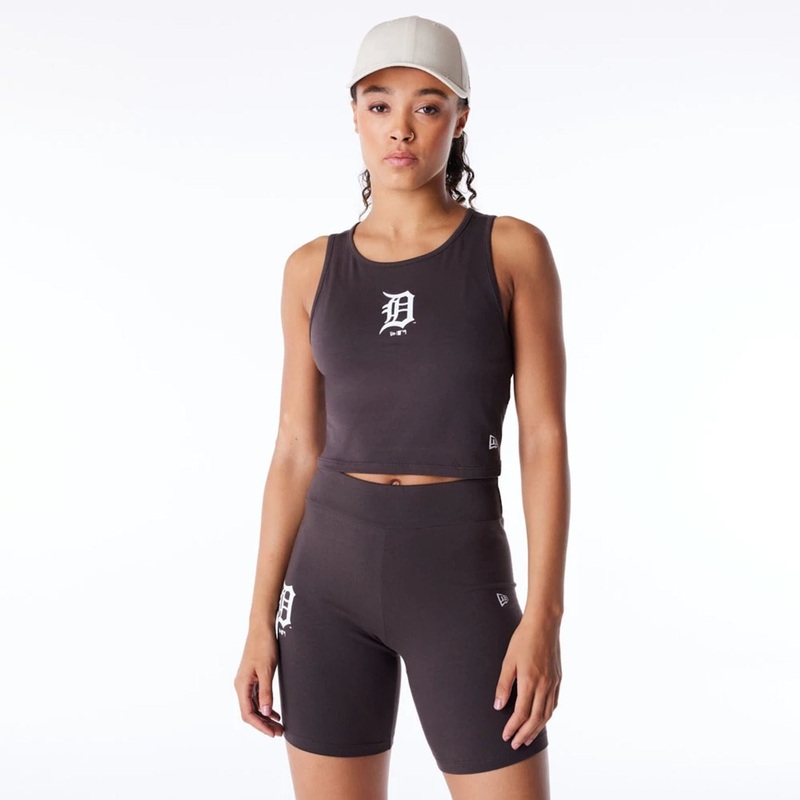 Detroit Tigers Womens MLB League Essential Dark Brown Crop Tank Top XS
