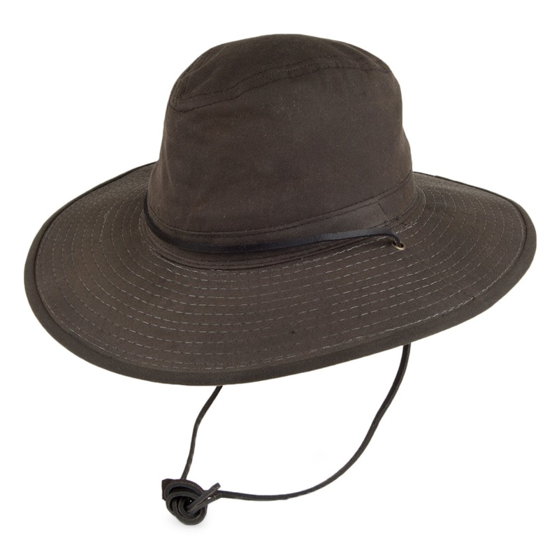 Dorfman Pacific Hats Oilcloth Waterproof Big Brim Safari Hat – Brown S