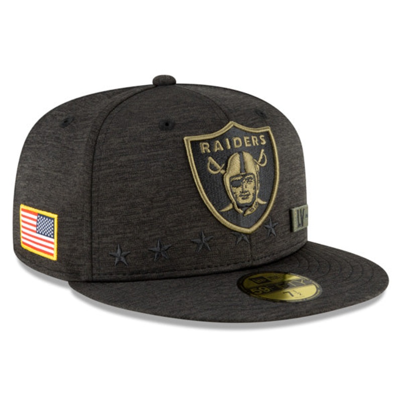 Las Vegas Raiders NFL New Era 2020 Salute to Service 59FIFTY Fitted Hat – Heather Black 8