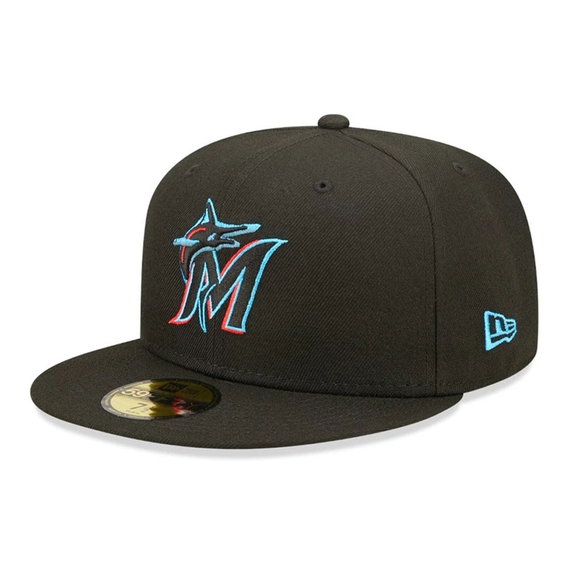Miami Marlins Authentic On Field Game Black 59FIFTY Fitted Cap 6 7/8