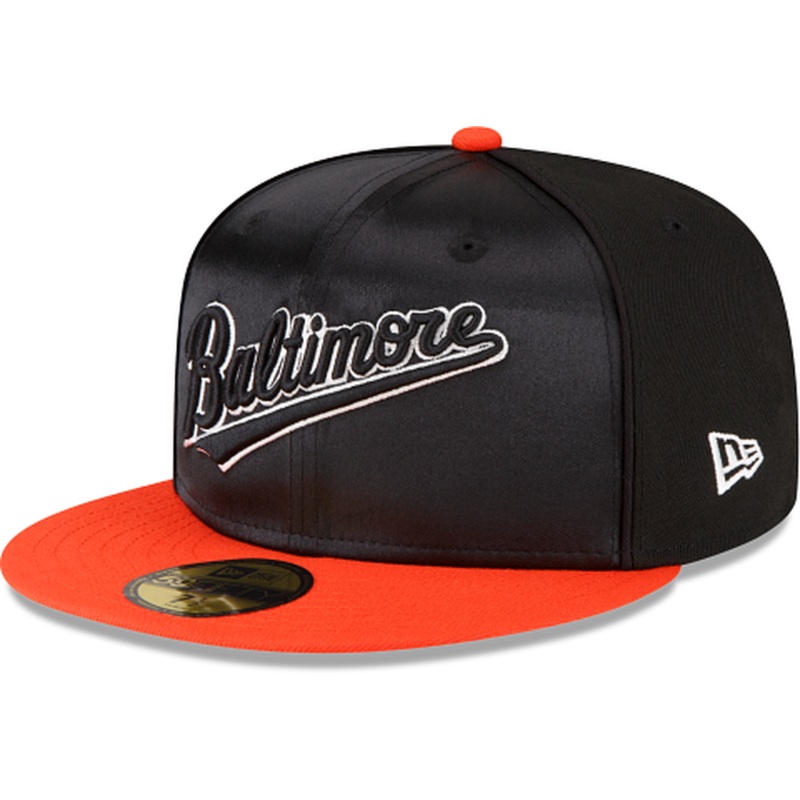 New Era Just Caps Black Satin Baltimore Orioles 2023 59FIFTY Fitted Hat