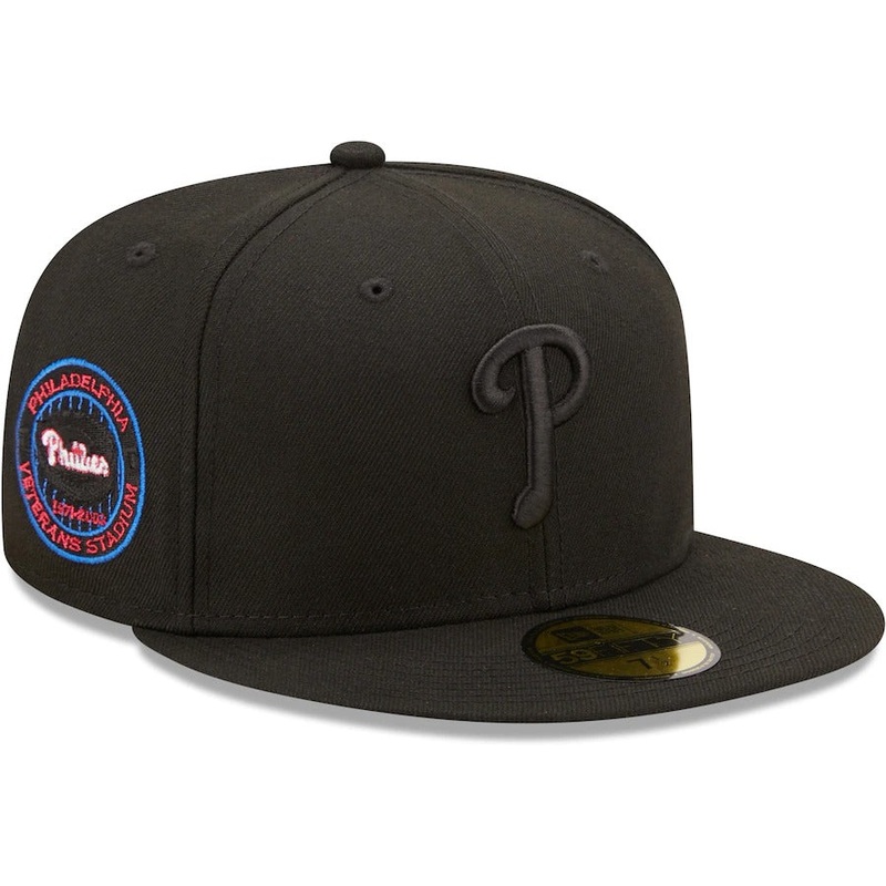New Era Philadelphia Phillies Black Veterans Stadium Splatter 59FIFTY Fitted Hat
