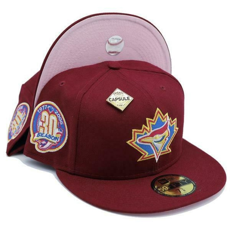 New Era Toronto Blue Jays Cardinal Red 1997-2006 30th Season Pink Undervisor 59FIFTY Fitted Hat