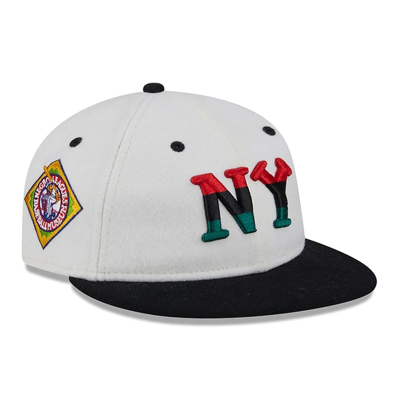 New York Black Yankees Tri-Colour Logo White Retro Crown 9FIFTY Snapback Adjustable Cap OSFM