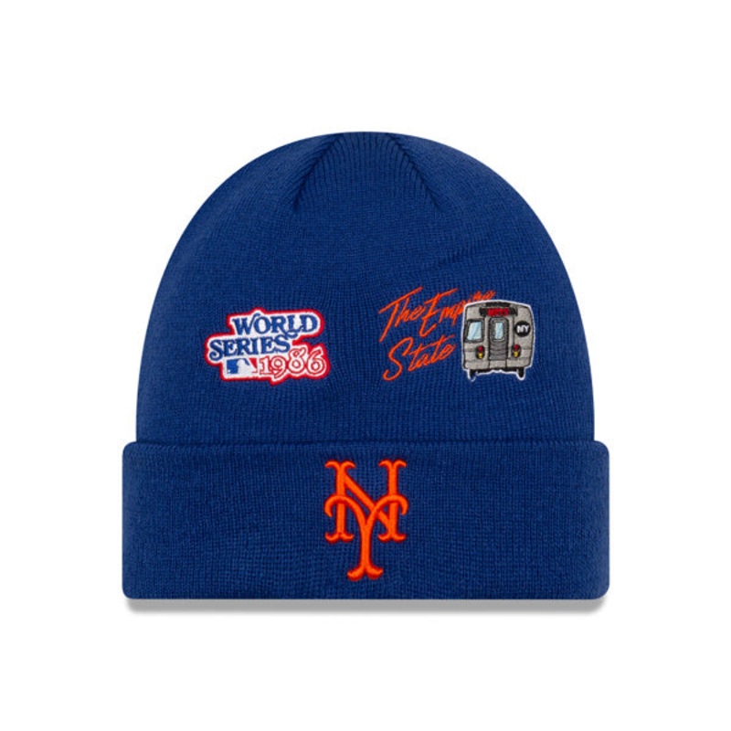 New York Mets New Era WORLD SERIES CITY TRANSIT Cuffed Knit MLB Hat – Royal