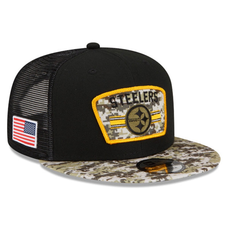 Pittsburgh Steelers NFL 2021 Salute to Service 9FIFTY Snapback Hat – Black/Camo