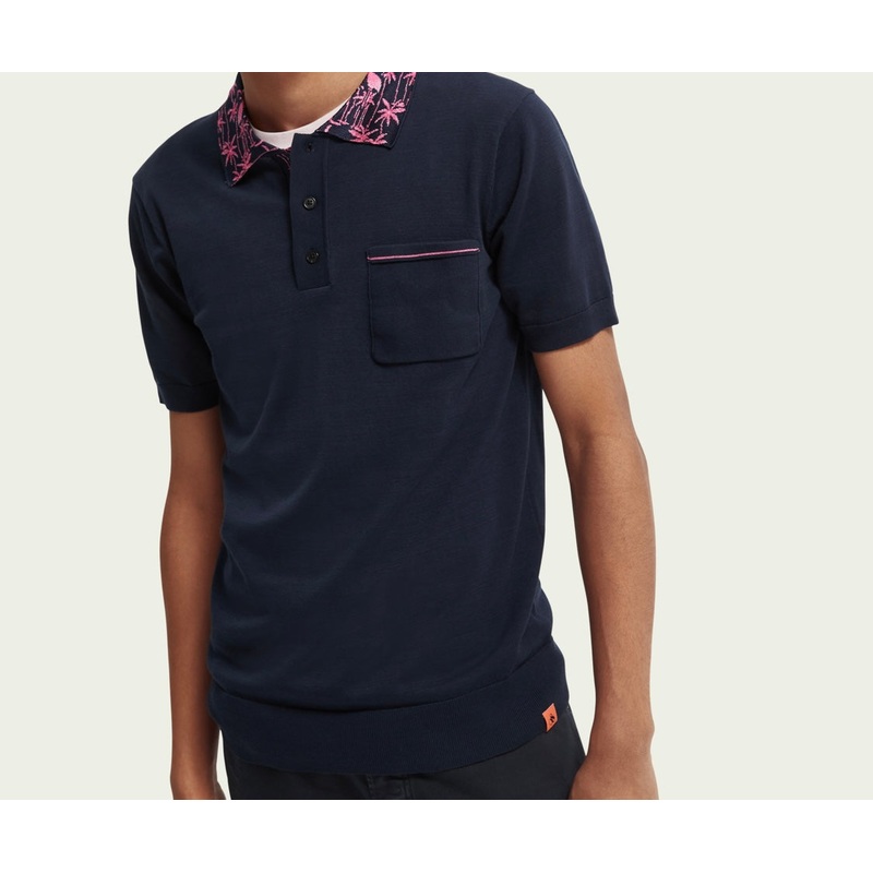 SCOTCH & SODA “JACQUARD” COLLAR ORGANIC POLO S