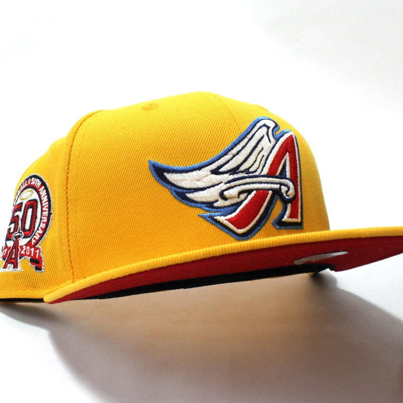 Anaheim Angels 50th Anniversary New Era 59Fifty Fitted Hat (Gold Red Under Brim) 7