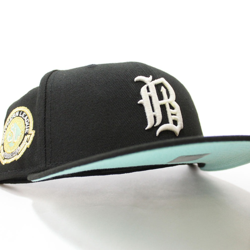 Birmingham Barons Southern League Patch New Era 59Fifty Fitted hats (Glow in the Dark Black Mint UNDER BRIM) 6 7/8