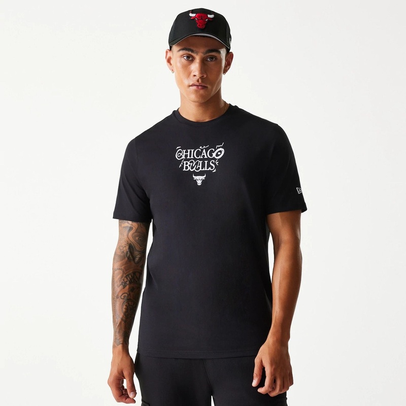 Chicago Bulls NBA Court Graphic Black T-Shirt XS
