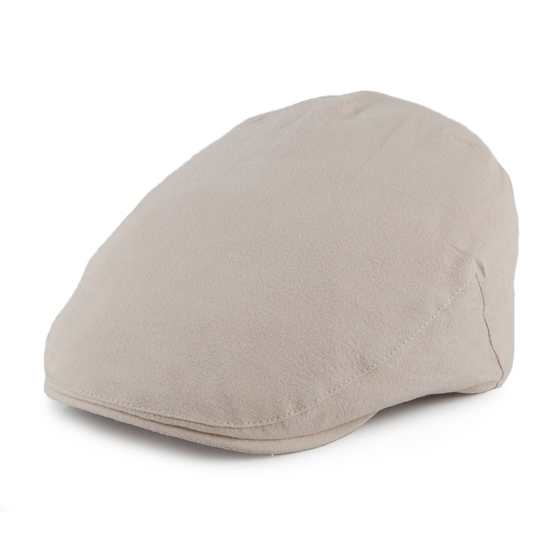 Christys Hats Skye Balmoral Heavy Linen-Cotton Flat Cap – Stone S