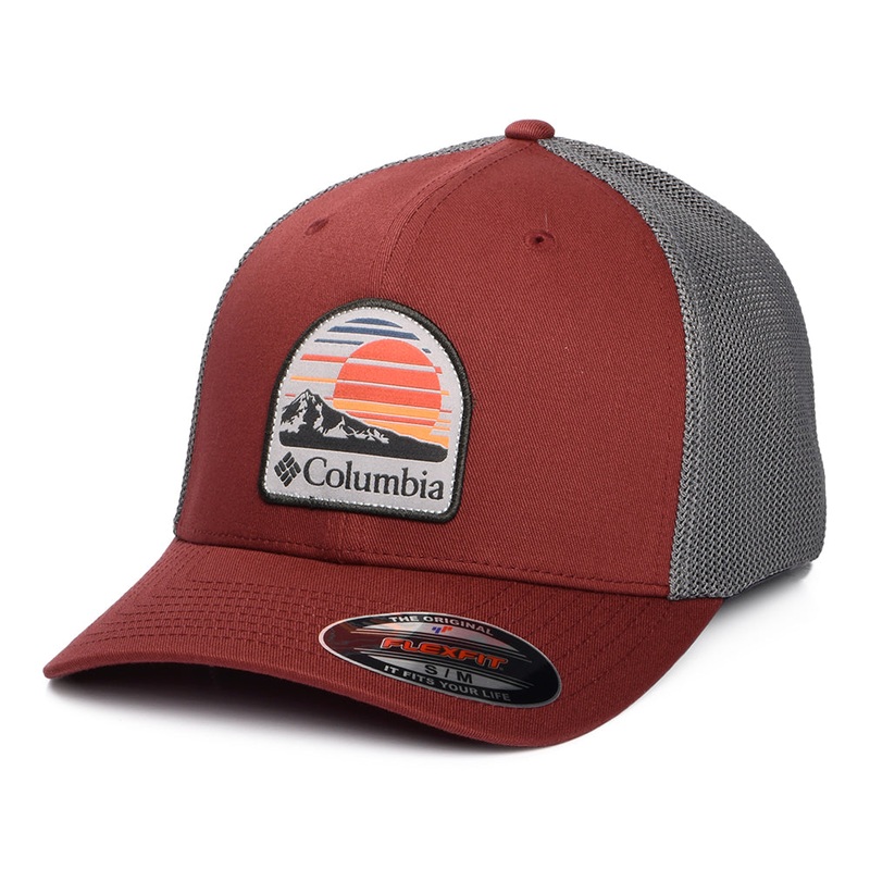 Columbia Hats Peaceful Perspective Flexfit Trucker Cap – Wine-Grey Small/Medium