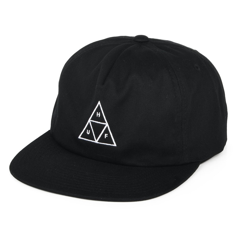 HUF Triple Triangle Unstructured Snapback Cap – Black Adjustable