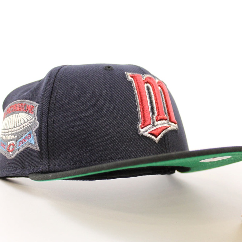 Minnesota Twins HHH Metrodome New Era 59Fifty Fitted Hat (Navy Black Green Under Brim) 7