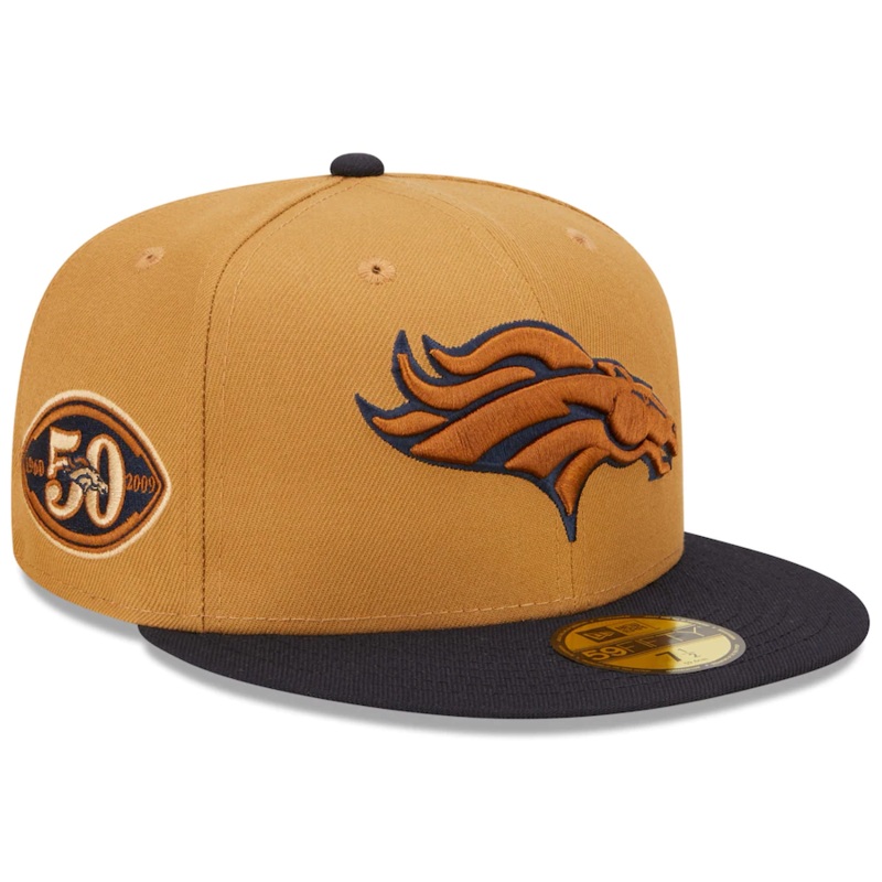 New Era Denver Broncos Tan/Navy 50th Season Wheat 59FIFTY Fitted Hat