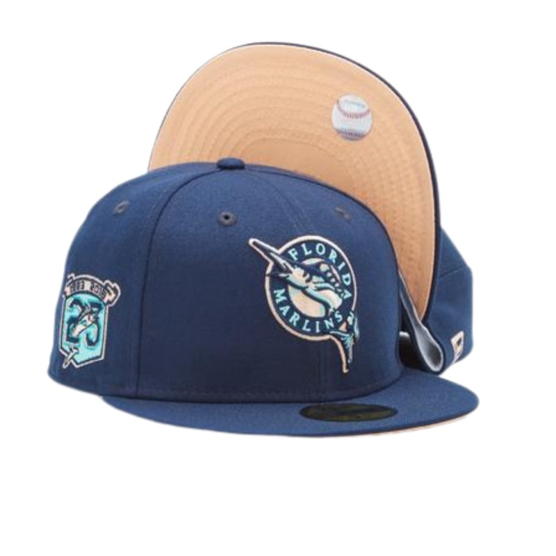 New Era Florida Marlins “Cobbler” Pack Peach Under Brim 59FIFTY Fitted Hat