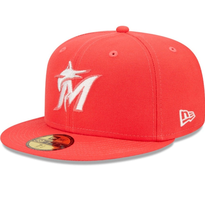 New Era Miami Marlins Lava Highlighter Logo 59FIFTY Fitted Hat