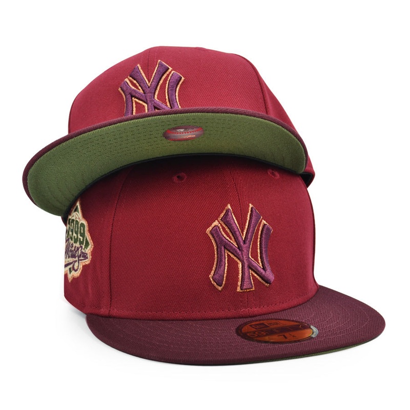 New York Yankees 1999 WORLD SERIES Exclusive New Era 59Fifty Fitted Hat – Cardinal/Maroon 6 7/8