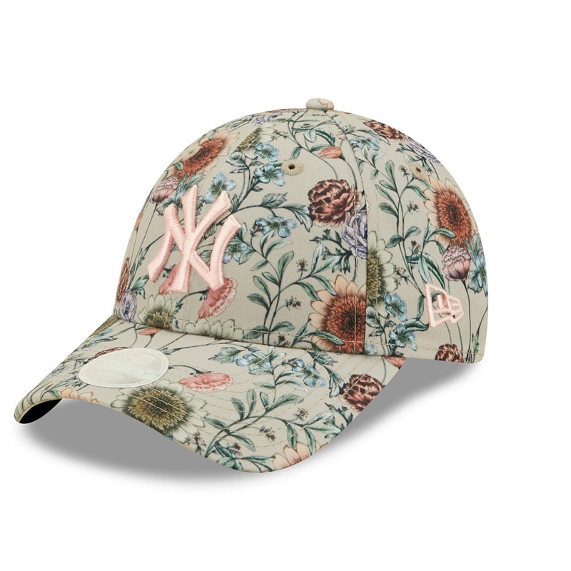 New York Yankees 9FORTY Womens All Over Print Floral Stone Cap One Size