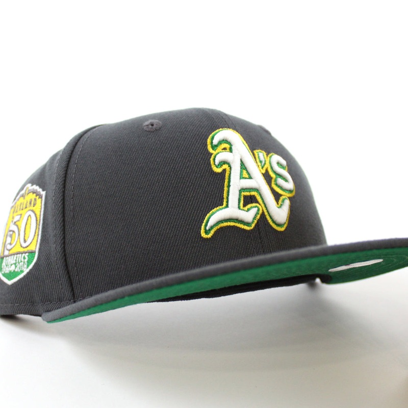Oakland Athletics 1989 World Series Battle of The Bay New Era 59Fifty Fitted Hat (GITD Dark Grey Green Under Brim) 7