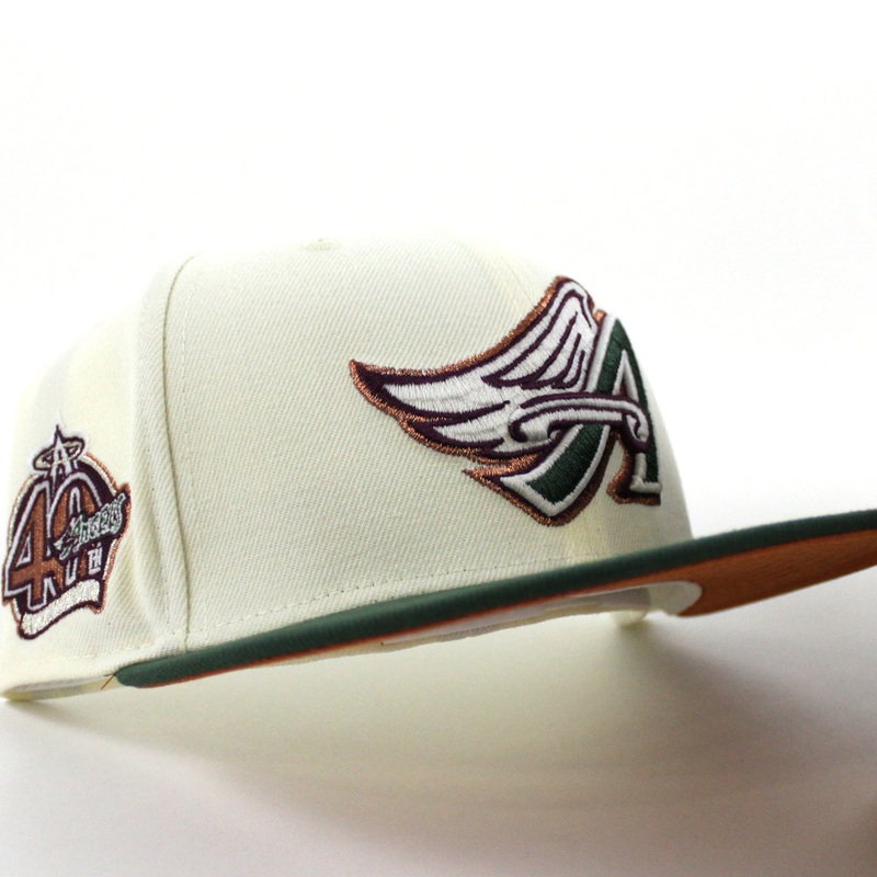 Anaheim Angels 40th Anniversary New Era 59Fifty Fitted Hat (GITD Chrome White Green Orange Under Brim) 7