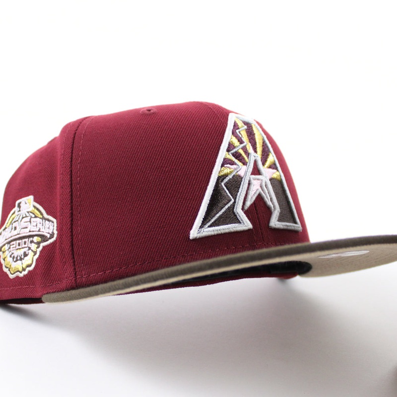 Arizona Diamondbacks 2001 World Series New Era 59Fifty Fitted Hat (GITD Cardinal Walnut Camel Under Brim) 7