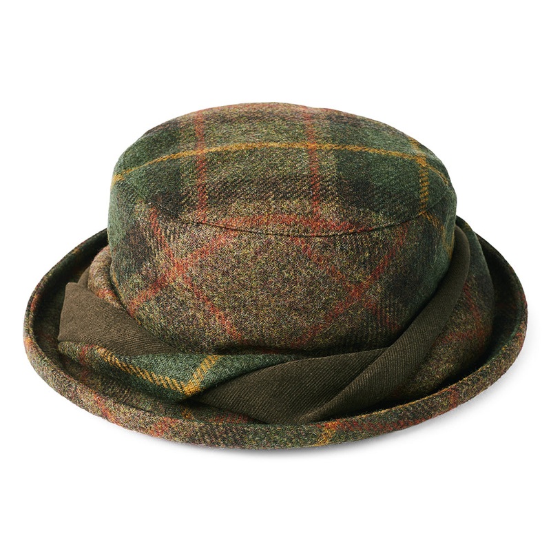 Failsworth Hats British Wool Tartan Bucket Hat – Green-Brown-Mustard 1-Size
