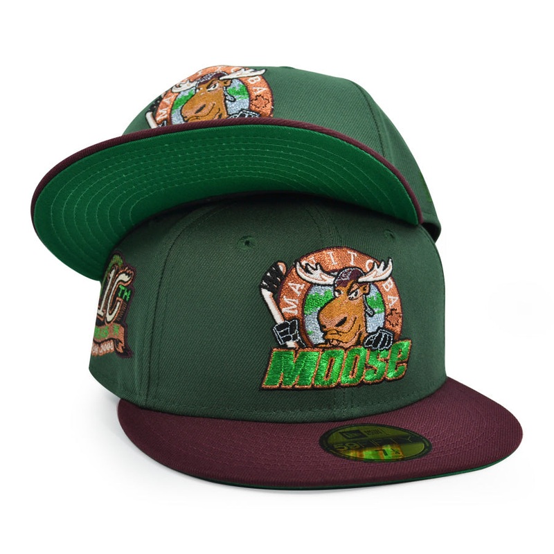 Manitoba Moose 10th Season AHL Exclusive New Era 59Fifty Fitted Hat – Pine/Maroon 7
