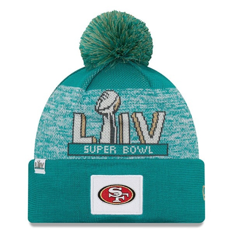 San Francisco 49ers New Era Super Bowl LIV Bound Pom Knit Hat – Aqua