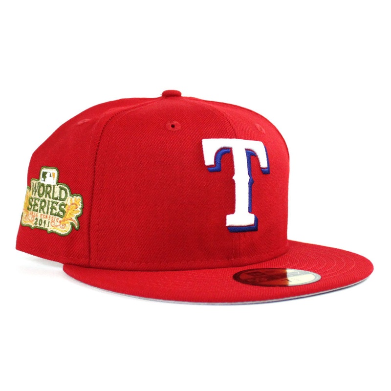 Texas Rangers 2011 World Series New Era 59Fifty Fitted Hat (Red Gray Under Brim) 6 7/8