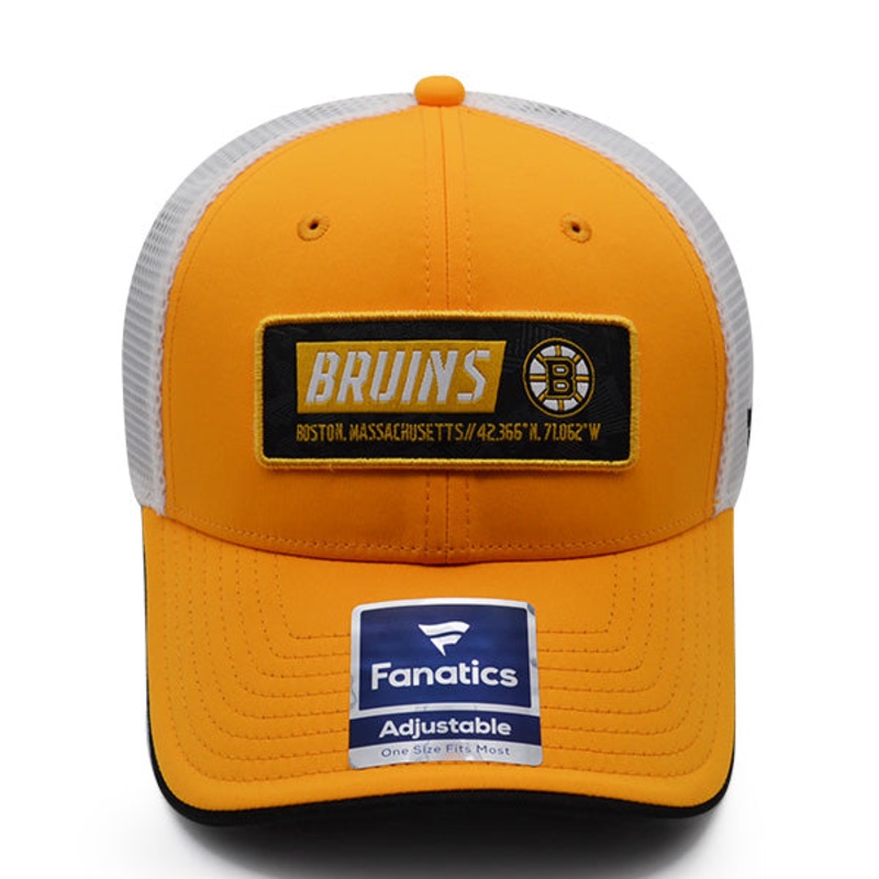 Boston Bruins Fanatics ICONIC Trucker Mesh NHL Snapback Hat – Gold/Black