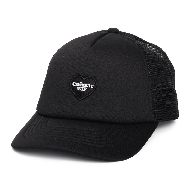 Carhartt WIP Hats Heart Patch Trucker Cap – Black Adjustable