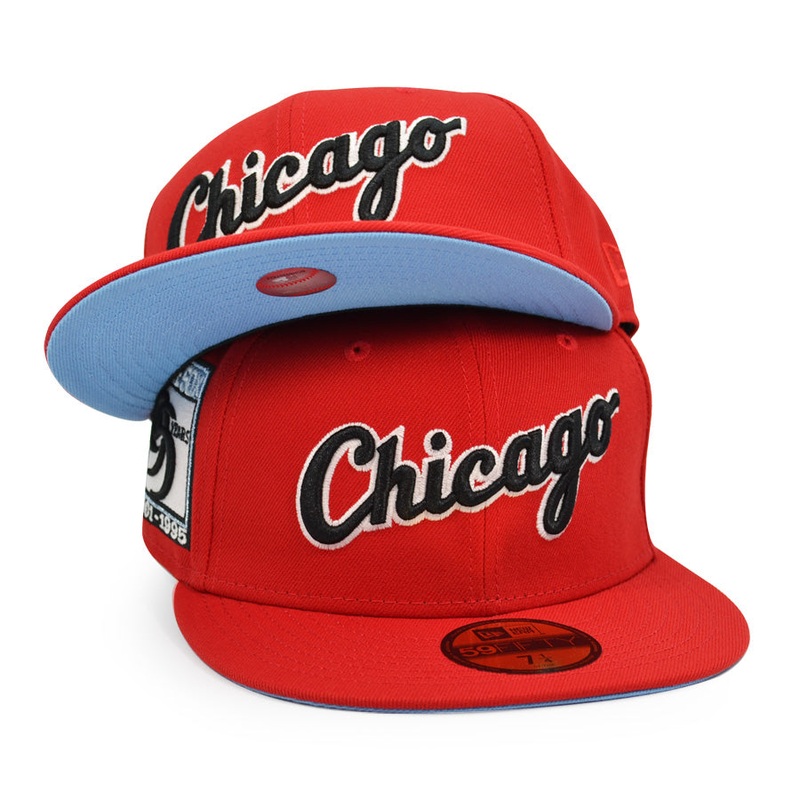 Chicago White Sox 95 YEARS Exclusive New Era 59Fifty Fitted Hat – Red/Sky UV 6 7/8
