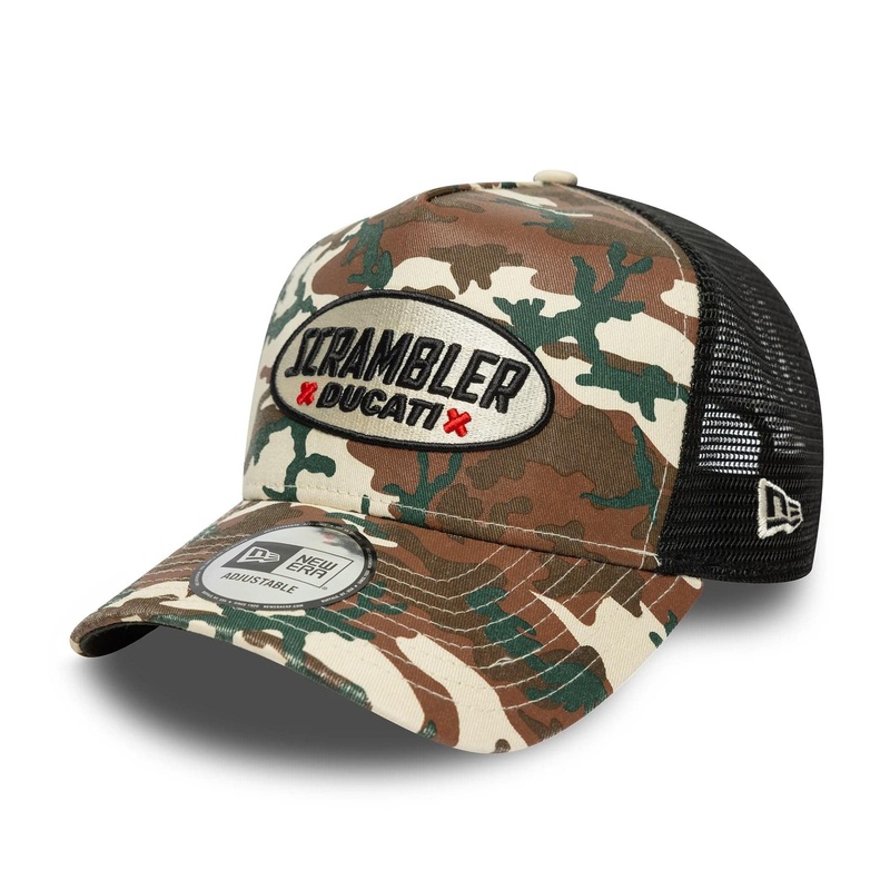 Ducati Motor Logo Scrambler Cream 9FORTY E-Frame Trucker Adjustable Cap OSFM