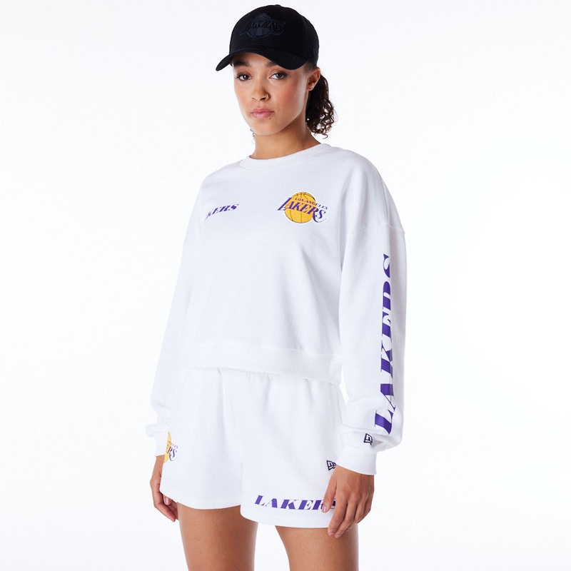 Los Angeles Lakers Womens NBA Wordmark White Hoodie XS